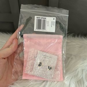 Kate Spade black folded heart earrings
